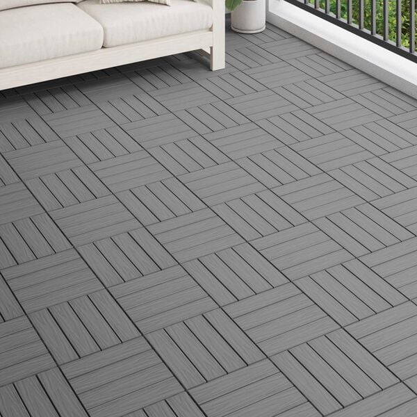 vidaXL Decking Tile 3D Design 11 pcs Grey 30 x 30 cm WPC