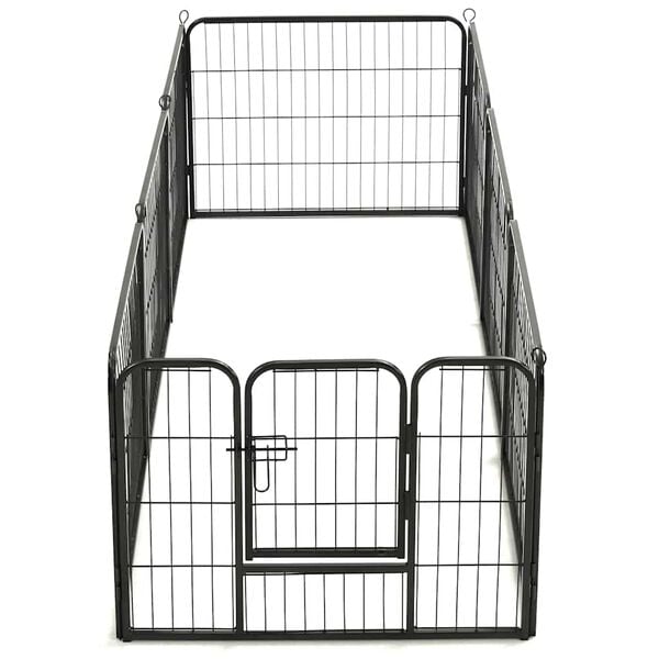 vidaXL Dog Playpen 8 Panels Steel 80x60 cm Black