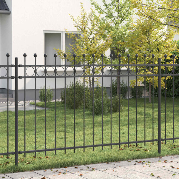 vidaXL Ring Fence Black 200 x 166 cm Powder-Coated Steel