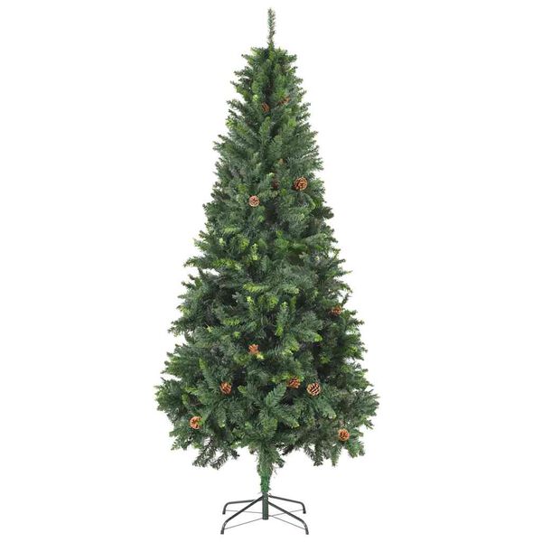 vidaXL Artificial Pre-lit Christmas Tree with Ball Set Pine Cones 210 cm