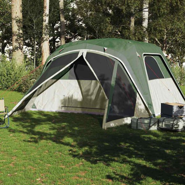 vidaXL Family Tent with Porch 6-Person Green Waterproof