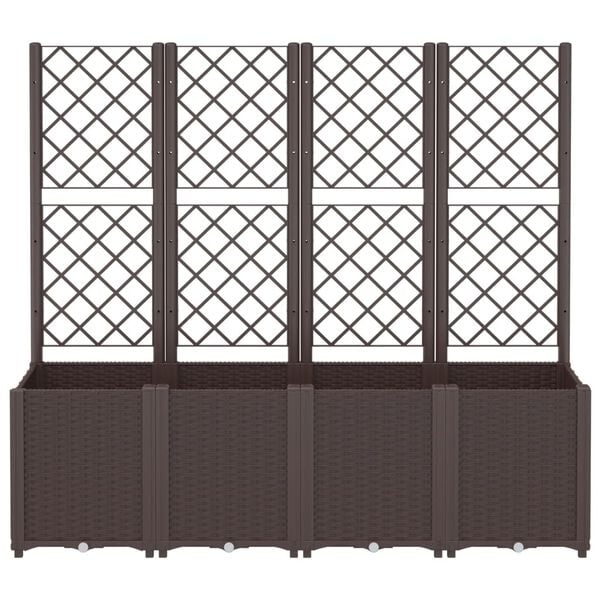 vidaXL Garden Planter with Trellis Brown 160x40x140 cm PP