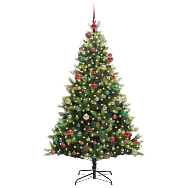 vidaXL Artificial Hinged Christmas Tree 300 LEDs Green 180 cm