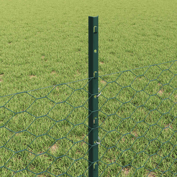 vidaXL Fence with Post Green 0.5 x 100 m Steel and PVC