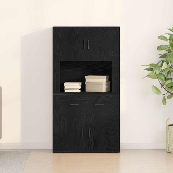 vidaXL Highboard Black oak 80 x 33 x 150 cm Engineered wood