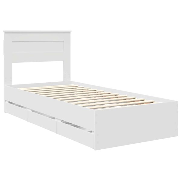 vidaXL Bed Frame with Drawer White 90 x 190 cm Engineer Wood