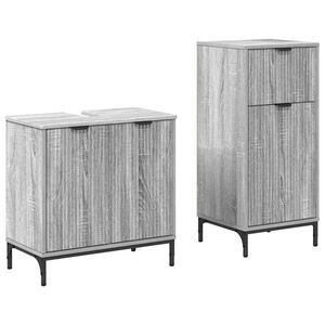 vidaXL Bathroom Furniture Set with Drawer with Shelf 2 pcs Grey Sonoma