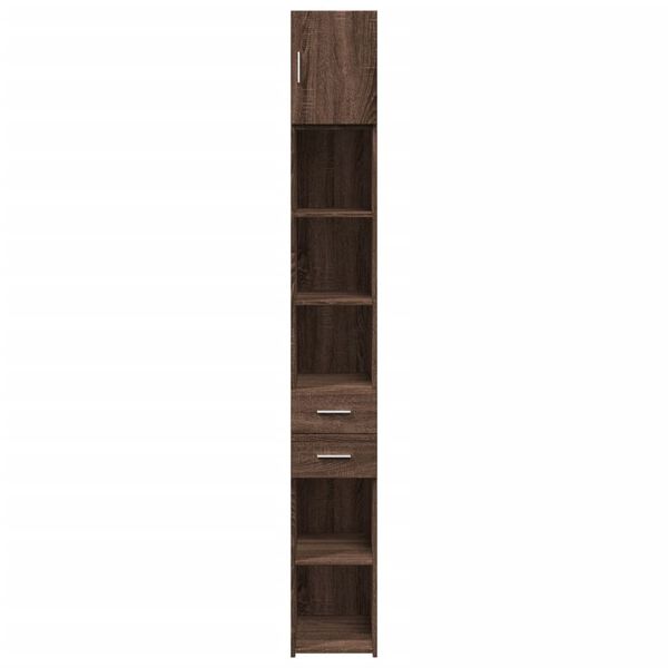 vidaXL Slim Storage Cabinet Brown Oak 30x42.5x225 cm Engineered Wood