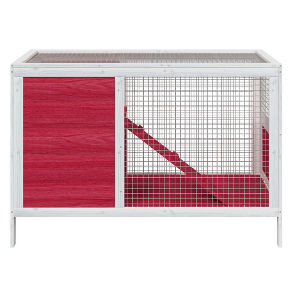 vidaXL Rabbit Hutch Red 103x44x69.5 cm Solid Wood Pine