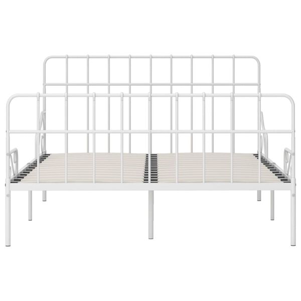 vidaXL Bed Frame without Mattress with Slatted Base White Metal 120x200 cm
