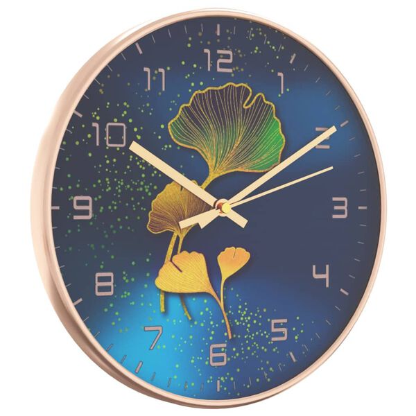 vidaXL Wall Clock Gold and Blue &Oslash;29.5 cm Polystyrene and Glass