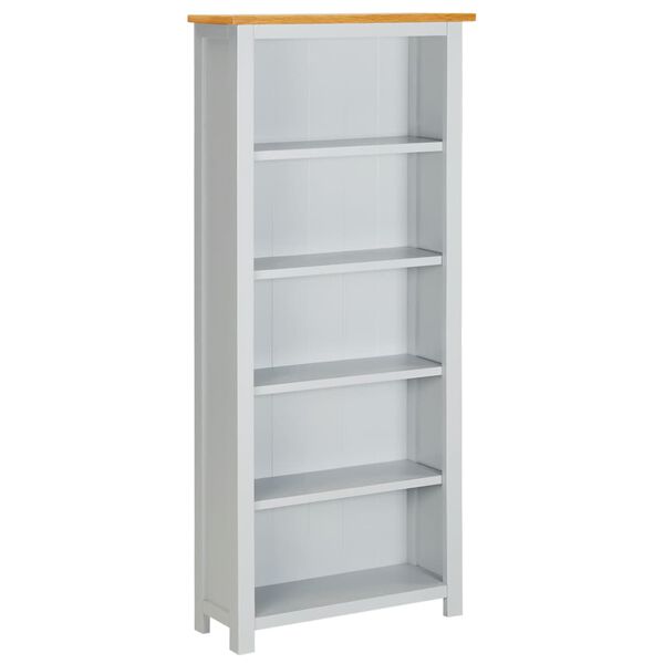 vidaXL 5-Tier Bookcase 60x22.5x140 cm Solid Oak Wood