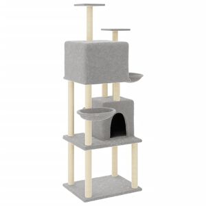 vidaXL Cat Tree with Sisal Scratching Posts Light Grey 180 cm