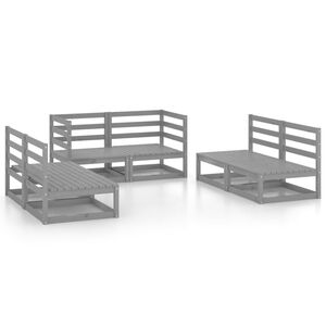 vidaXL 6 Piece Garden Lounge Set Grey Solid Pinewood