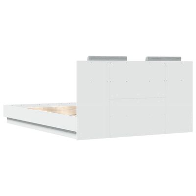 vidaXL Bed Frame with Headboard and LED Lights White 120x200 cm