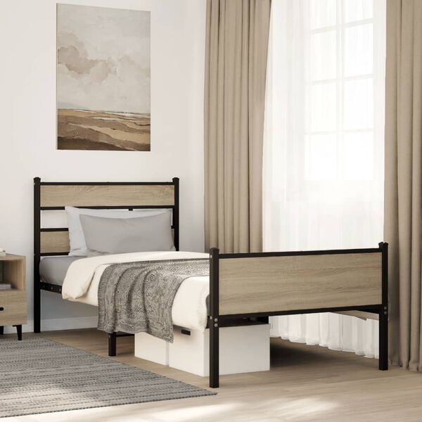 vidaXL Bed Frame without Mattress Sonoma Oak 100x190 cm Engineered Wood
