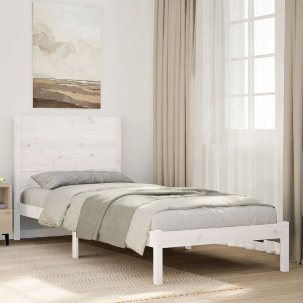 vidaXL Extra Long Bed Frame without Mattress White 100x220 cm Solid Wood