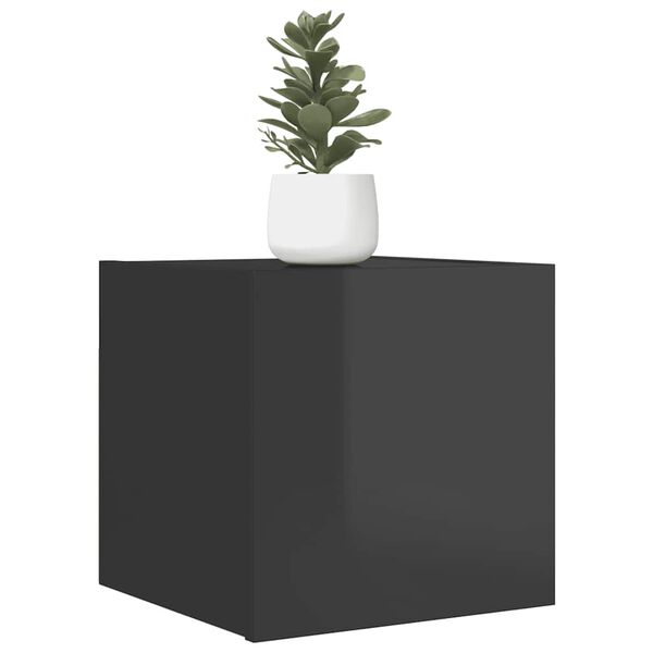 vidaXL Wall Mounted TV Cabinet High Gloss Grey 30.5x30x30 cm