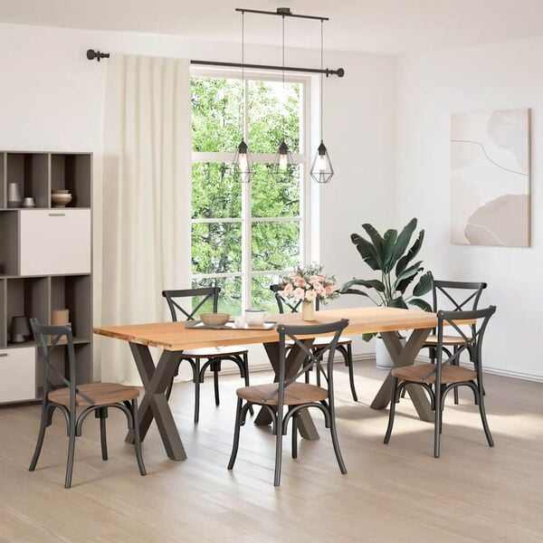 vidaXL Dining Table Legs X-Shaped 3 pcs Natural Steel 80x(72-73) cm Steel