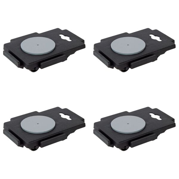 vidaXL Moving Dollies with 8 Wheels 4 pcs Black Polypropylene 150 kg