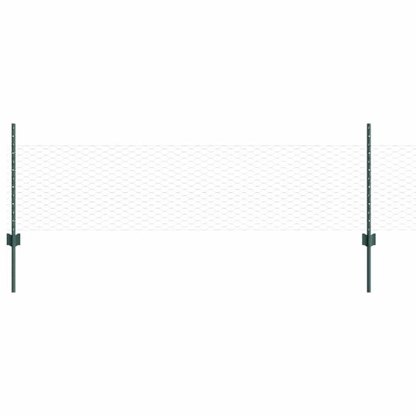 vidaXL Fence with Post Green 0.5 x 100 m Steel and PVC
