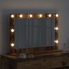 vidaXL Vanity Mirror with LED Strip Lights Old Wood 80 x 55 x 18 cm