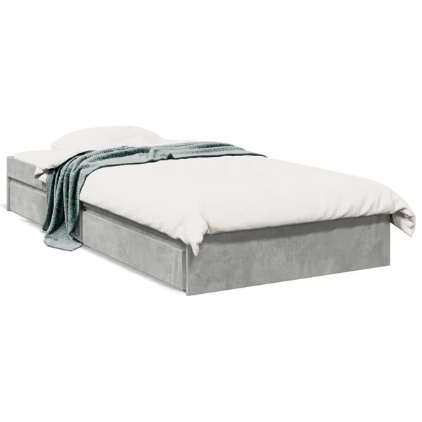 vidaXL Bed Frame with Drawers without Mattress Concrete Grey 90x200 cm
