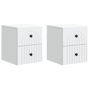 vidaXL Wall-Mounted Bedside Cabinet 2 pcs White 33 x 34.5 x 40 cm
