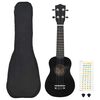 vidaXL Soprano Ukulele Set with Bag for Kids Black 21