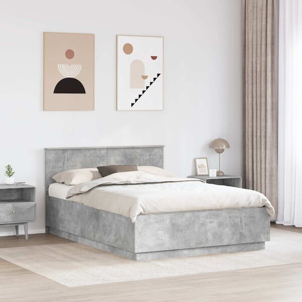 vidaXL Bed Frame Concrete Grey 160 x 200 cm Engineered Wood