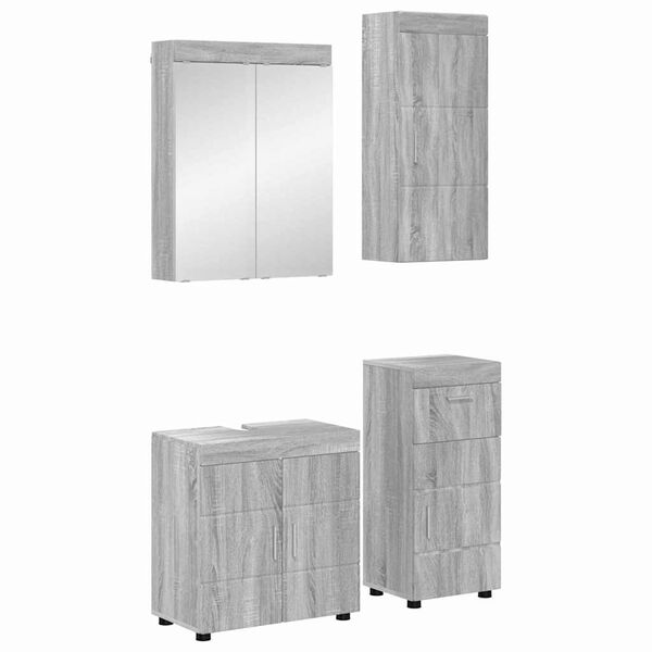 vidaXL Bathroom Furniture Set TULUM Grey Sonoma Engineered Wood