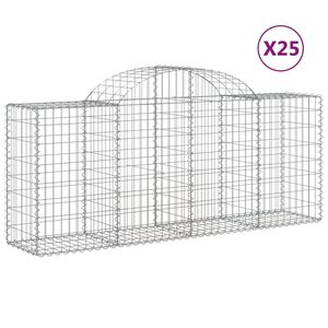 vidaXL Arched Gabion Baskets 25 pcs 200x50x80/100 cm Galvanised Iron