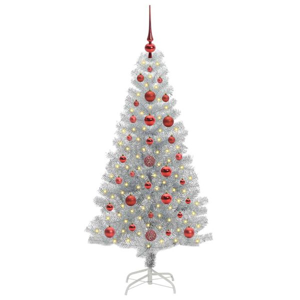 vidaXL Christmas Tree with 150 LEDs with Stand Silver 120 cm PET