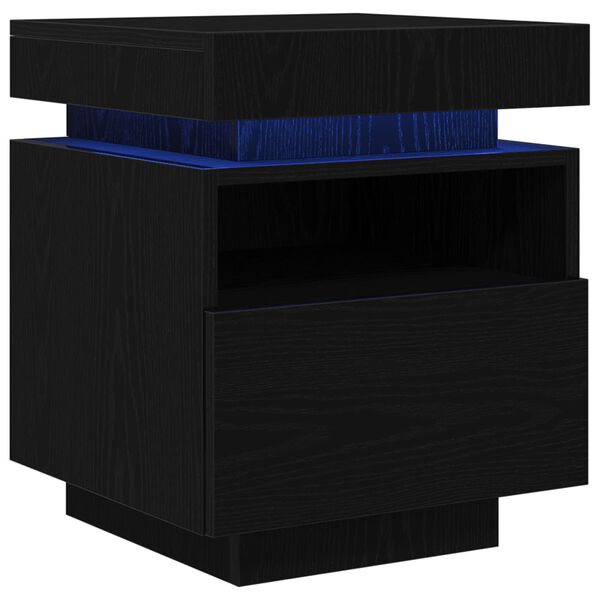 vidaXL Bedside Cabinet Black Oak 40 x 39 x 48.5 cm Engineered wood