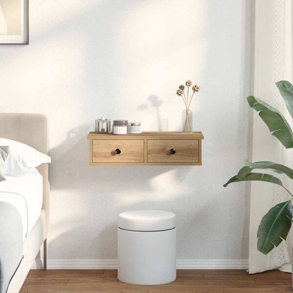 vidaXL Wall Shelf with Drawers Artisian Oak 60x28x15 cm Engineered Wood