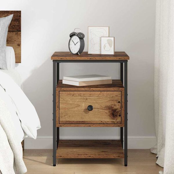 vidaXL Bedside Cabinet Old Wood 40 x 42 x 56 cm Engineered Wood