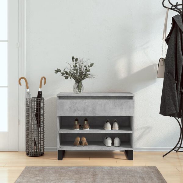 vidaXL Shoe Cabinet Concrete Grey 70x36x60 cm Engineered Wood
