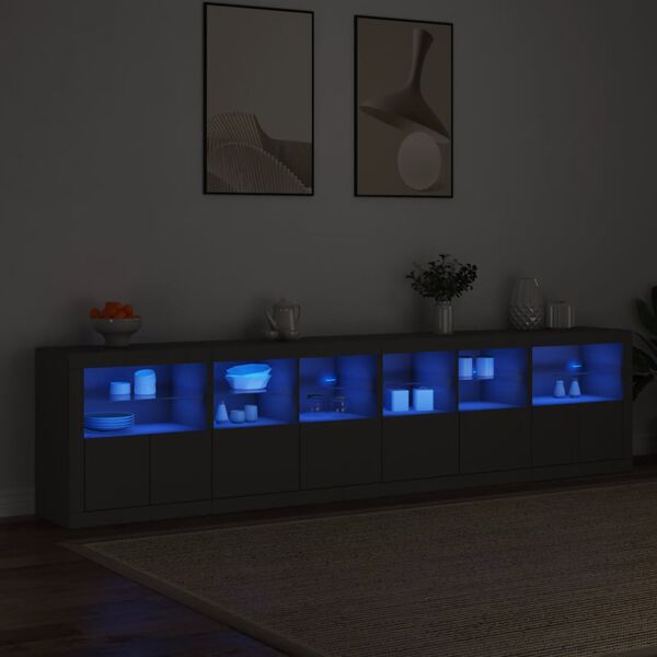 vidaXL Sideboard with LED Lights Black 283x37x67 cm
