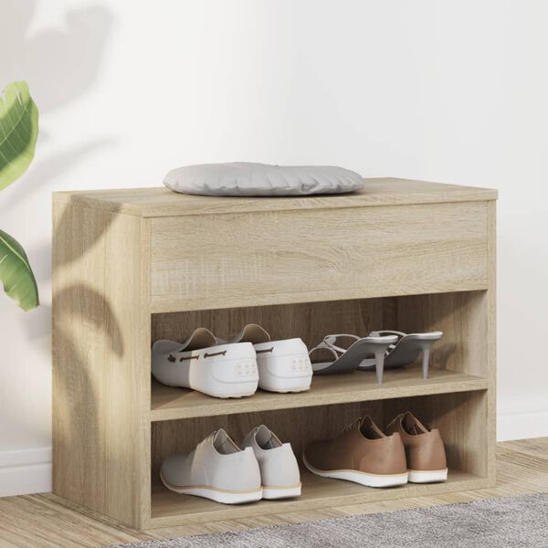 vidaXL Shoe Bench Sonoma Oak 60x30x45 cm Engineered Wood