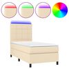 vidaXL Box Spring Bed with Mattress&LED Cream 90x200 cm Fabric