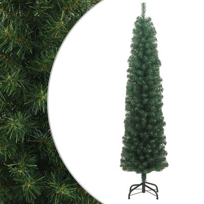 vidaXL Slim Artificial Christmas Tree with Stand Green 240 cm PVC