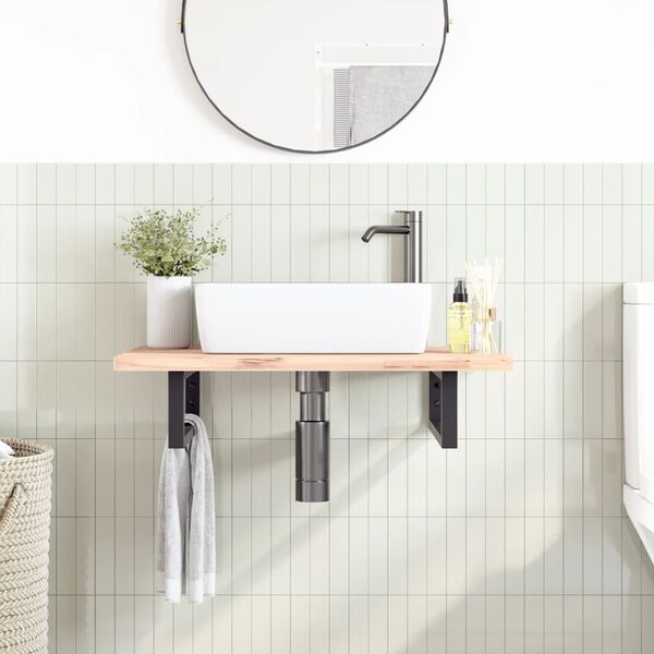 vidaXL Shelf Brackets for Washbasin 2 pcs Black Rectangular Steel