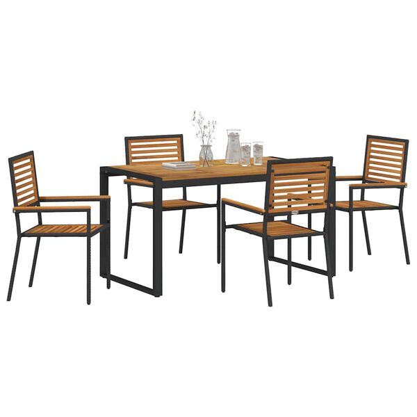 vidaXL Garden Dining Set 5 pcs Black and Brown Poly Rattan