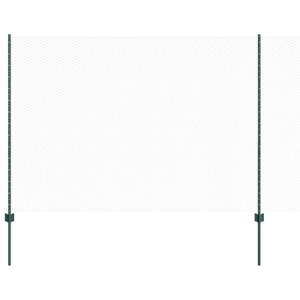 vidaXL Fence with Posts Green 1.5 x 25 m Steel