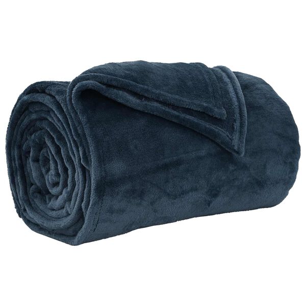 vidaXL Throw Blanket Navy Blue 220 x 240 cm Fleece