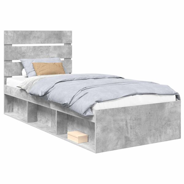 vidaXL Bed Frame Concerte Grey 75 x 190 cm Solid Pine Wood