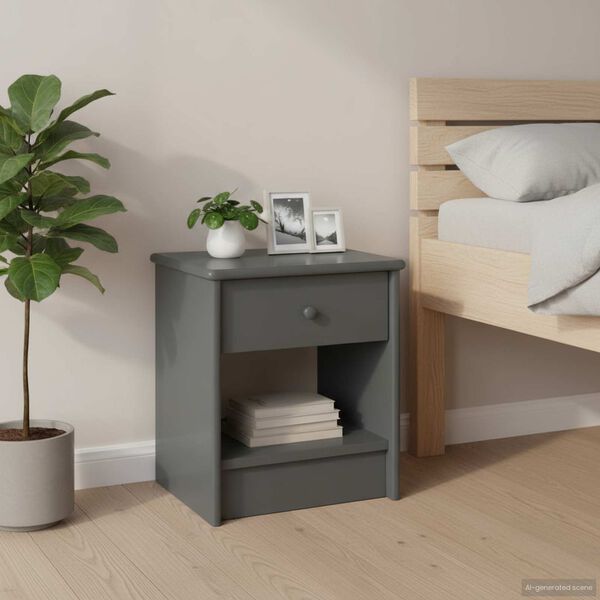vidaXL Bedside Cabinet Dark Grey 35x30x40 cm Solid Pinewood