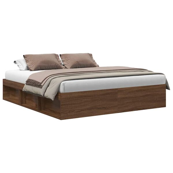 vidaXL Bed Frame without Mattress Brown Oak 180x200 cm Super King Super King Size