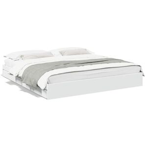 vidaXL Bed Frame with Drawers without Mattress White 180x200 cm Super King