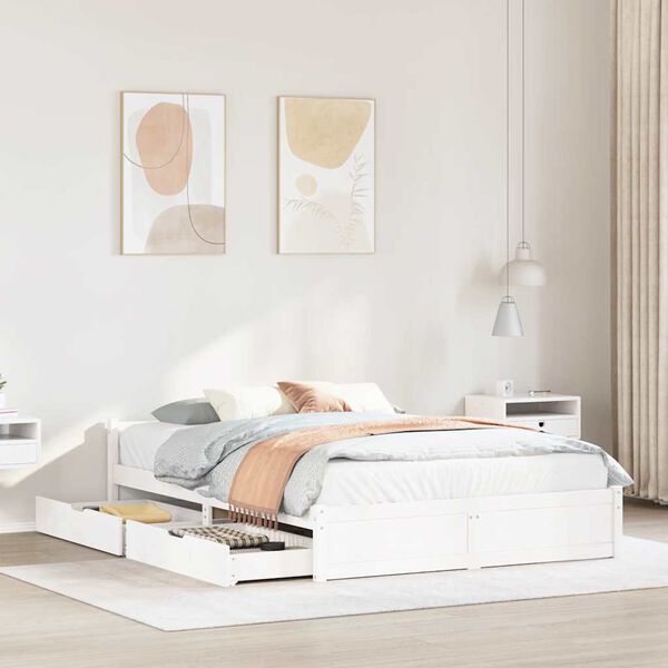 vidaXL Bed Frame without Mattress White 140x190 cm Solid Wood Pine